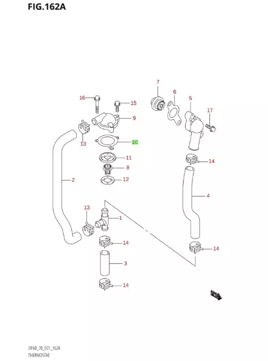 Tiiviste Termostaattikotelo/Gasket Thermostat Cover Suzuki DF60/70 - Suzuki osat perämoottorille - 50360 - 1