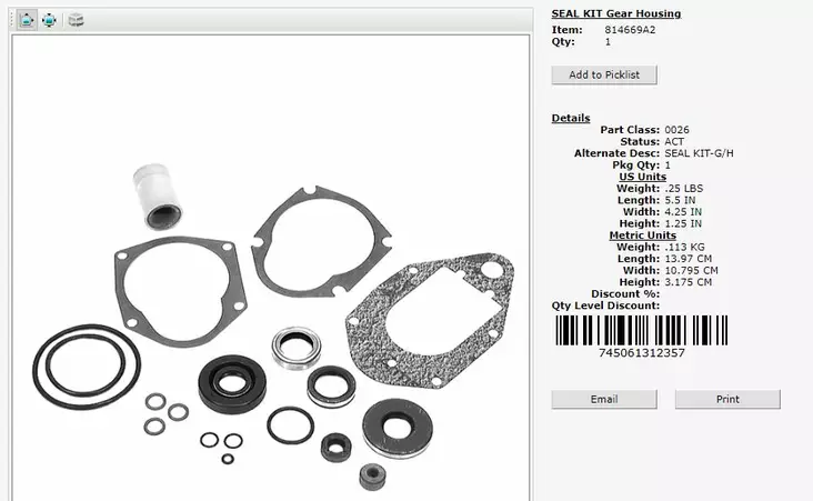Tiivistesarja Alavaihteisto Mercury 2-4-T 50-60hv 26-814669A2 - Perämoottorin Perän osat - 36450 - 1