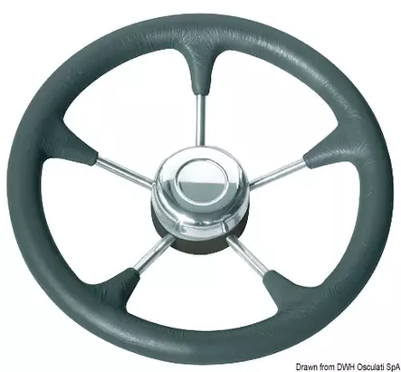 Polyurethane steer. wheel SS spokes Ø 280 mm black - Ohjaustarvikkeet - D258840 - 1