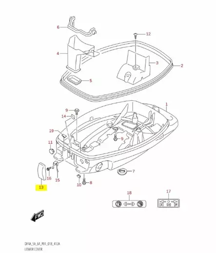 Kopan Lukitussalpa/Engine Cover Fastener Suzuki DF4 DF5 DF6 - Suzuki osat perämoottorille - 40570 - 2