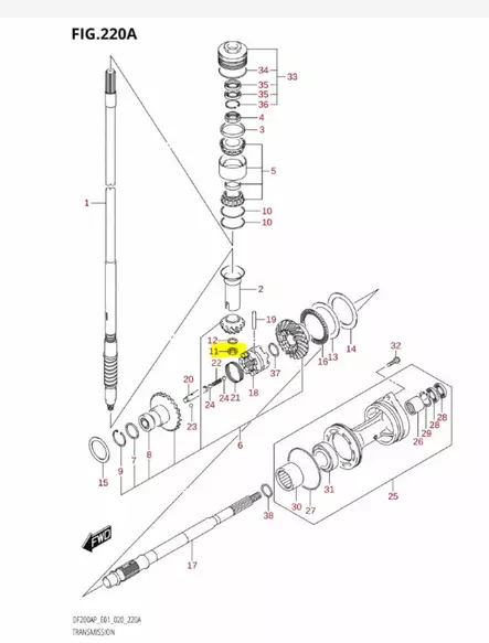 Mutteri/Nut (M6)Transmission Suzuki DF150-DF250 DT115-DT225 - Suzuki osat perämoottorille - 42920 - 2