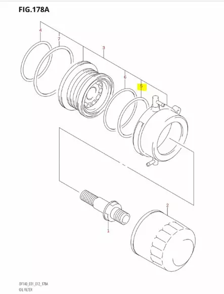 O-Rengas/O-Ring Oil Filter Suzuki DF140 - Suzuki osat perämoottorille - 38210 - 2
