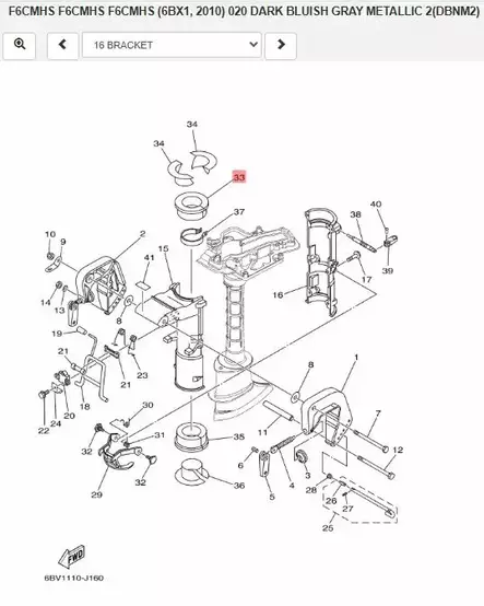 Holkki/Bushing Pivot Shaft (Bracket) Yamaha F4A F5A F6C - Yamaha muut - 20460 - 2
