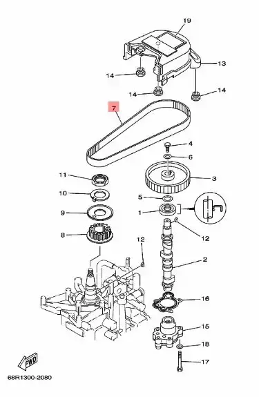 Jakohihna V-Belt Yamaha F6A F8C F8F F9.9F F9.9J - Yamaha jakohihnat - 29710 - 2