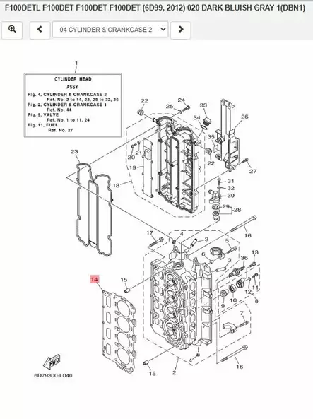 Kannentiiviste/Cylinder Gasket Yamaha/Mercury/Mariner 75-115 hv - Anodit perä- ja sisäperämoottoreille - 43560 - 2