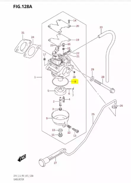 Kohokammion Tiiviste/Gasket Float Chamber Suzuki DF2.5 DF4 DF5 DF6 - Suzuki osat perämoottorille - 40550 - 2