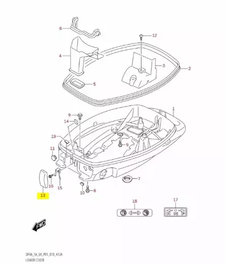 Kopan Lukitussalpa/Engine Cover Fastener Suzuki DF4 DF5 DF6 - Suzuki osat perämoottorille - 40570 - 2