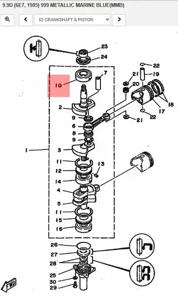 Laakeri/Bearing Crankshaft Yamaha 9.9D 15D - Yamaha muut - 7270 - 2