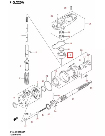 Laakeri/Bearing Transmission Suzuki DF40-DF60 20x42x15 - Suzuki osat perämoottorille - 52550 - 1