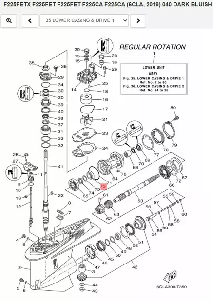 Laakeri/Bearing Yamaha F225F F250D/L F300B - Yamaha osat perämoottoreille - 50390 - 1