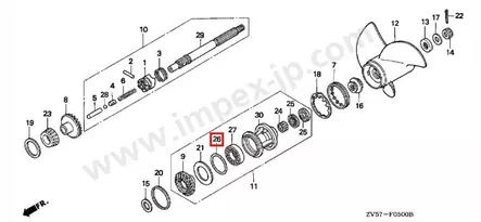 Laakeripukin O-Rengas/O-Ring (66X5.7) Honda BF35-BF50 - Honda osat perämoottoreille - 51070 - 1