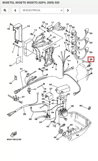 Lämpötila Anturi/Thermo Switch Assy Yamaha 25-300hv 2-T - Yamaha osat perämoottoreille - 51300 - 1