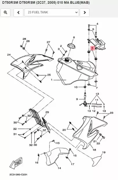 Läpivientikumi/Grommet Yamaha Moto DT50R DT50RSM (Fuel Tank) - Yamaha Moto - 32220 - 2