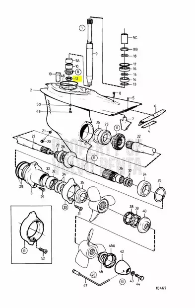 Mutteri/Nut Transmission Lower Gear Unit - Sisäperämoottorin osat - 43020 - 2