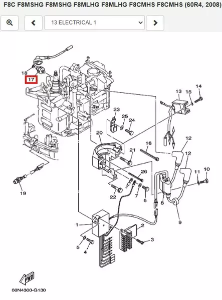 Öljynpaineanturi/Oil Pressure Switch Assy Yamaha - Yamaha osat perämoottoreille - 50620 - 1
