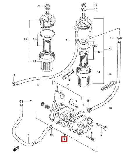 Polttoainepumppu/Pump Assy Fuel Suzuki DT20-DT65 - Suzuki osat perämoottorille - 50820 - 2