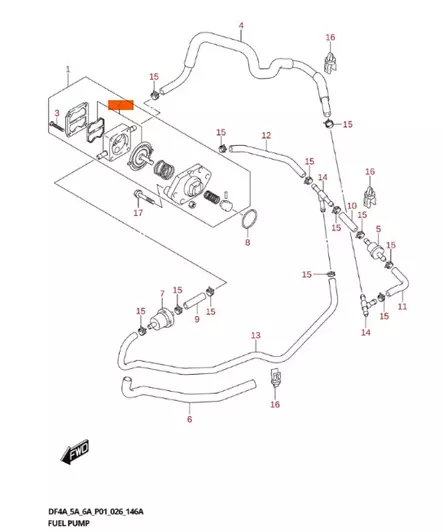Polttoainepumpun Kalvosarja/Diaphragm Set Suzuki DF4-DF6 - Suzuki osat perämoottorille - 50460 - 1