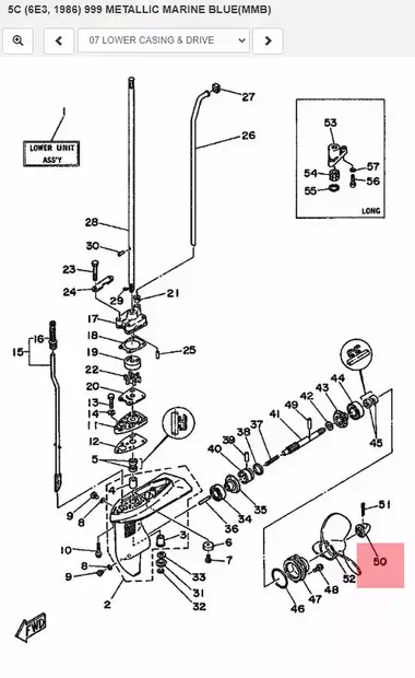 Potkurin Mutteri/Nut Propeller Yamaha 4AS/AC 5C/CS E8D - Yamaha muut - 5880 - 2