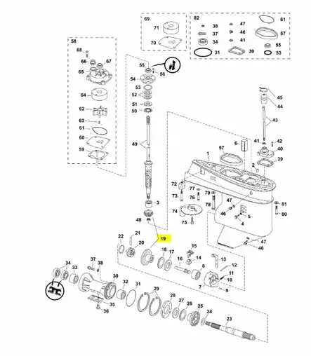 Ratassarja/Gearset I2 11:32 Gearcase F-t - Evinrude/Johnson osat perämoottoreille - 31560 - 2