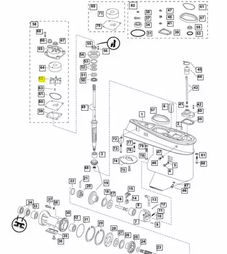Siipipyörä/Impeller Evinrude/Johnson 40-75hv (SIE18-3053-1) - Evinrude/Johnson osat perämoottoreille - 790 - 2
