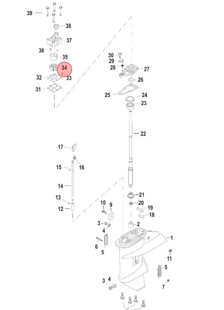 Siipipyörä/Impeller Mercury EFI 9.9-20hv Tohatsu MFS9.9E MFS15E MFS20E - Varaosat ja lisävarusteet - 52630 - 1