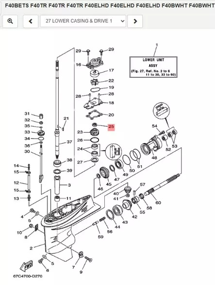Suojus/Cover Oil Seal Yamaha 40X F30A/B F40A/B/F - Yamaha osat perämoottoreille - 50400 - 1