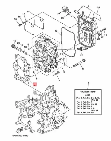 Sylinterikannen Tiiviste/Gasket Cylinder Head 1 F9,9H/F15C/F20B Yamaha - Yamaha muut - 38960 - 2
