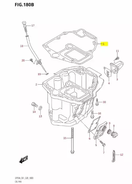 Tiiviste/Gasket Oil Pan Suzuki DF70A DF80A DF90A DF100B - Suzuki osat perämoottorille - 42980 - 2