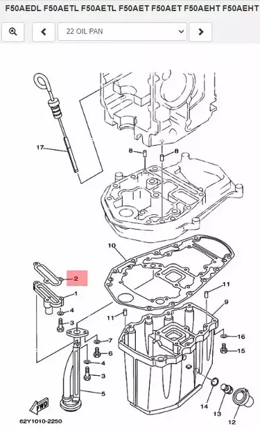 Tiiviste/Gasket Relief Valve Oil Pan Yamaha F25-F60 - Yamaha muut - 10500 - 2