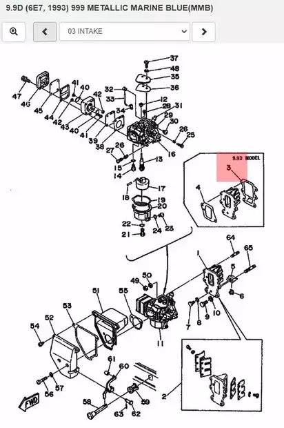 Tiiviste/Gasket Valve Seat Intake Yamaha 9.9D 15D 2-Tahti - Yamaha muut - 27620 - 2