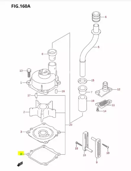 Tiiviste Vesipumppu/Gasket Water Pump Suzuki DT90-100 DF40-DF140 - Suzuki osat perämoottorille - 41940 - 2