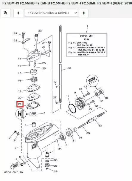 Tiiviste Vesipumppu/Packing Lower Casing Yamaha F2.5B (2015-2024) - Yamaha osat perämoottoreille - 51040 - 1