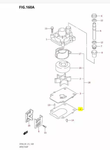 Tiiviste Vesipumppuun/Gasket Pump Case Suzuki DF70A-DF90A - Suzuki osat perämoottorille - 42950 - 2