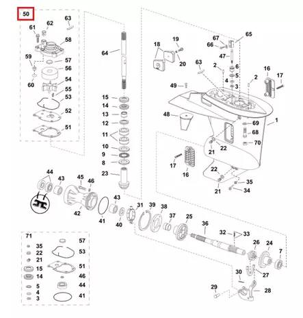 Vesipumpun Korjaussarja/Kit Ay Water Pump Evinrude/Johnson 15-30hv - Varaosat ja lisävarusteet - 51010 - 1