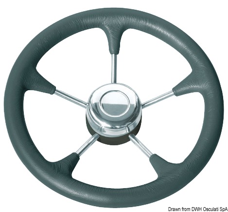 Polyurethane steer. wheel SS spokes Ø 280 mm black - Ohjaustarvikkeet - D258840 - 1