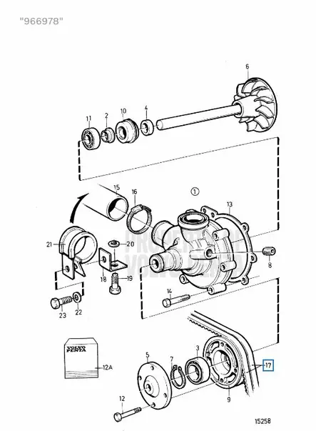 Kiilahihna/V-belt Vesipumppu (2kpl) Volvo Penta (Water Pump) - Sisäperämoottorin osat - 7371 - 2