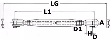 Osculati Vantin säätöruuvi AISI 316, 2 haarukka 12mm - Vanttiruuvit - D123421 - 2