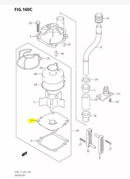 Levy Vesipumppu/Panel Pump Case Under Suzuki DF90-DF140 - Suzuki osat perämoottorille - 42911 - 2