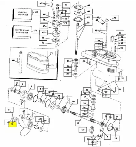 Potkurin Prikka/Levy/Spacer Evinrude/Johnson (0323943) 20-35hv - Perämoottorin Perän osat - 32521 - 2