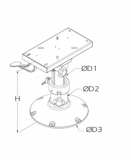 Säädettävä Istuinjalka Liukutoiminnolla, korkeus 50,5-63,5cm - Veneistuimet ja istuinten jalat - 43231 - 2