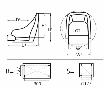 Veneistuin PILOT, urheilullinen istuin, mustavalkoinen - Veneistuimet ja istuinten jalat - 34071 - 2