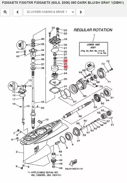 Aluslevy/Washer Plate (61A) Yamaha 150-250hv (Water Pump) - Yamaha muut - 29991 - 2