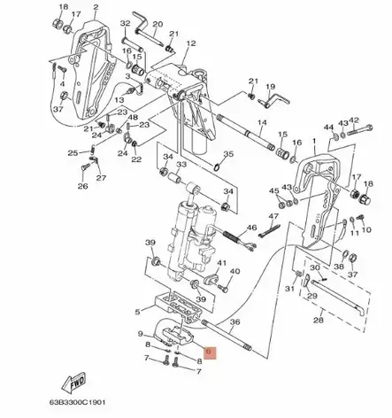 Anodi Yamaha runkoon Bracket 40V 50H F40A F50A FT50B - Yamaha sinkkianodit - 16471 - 2