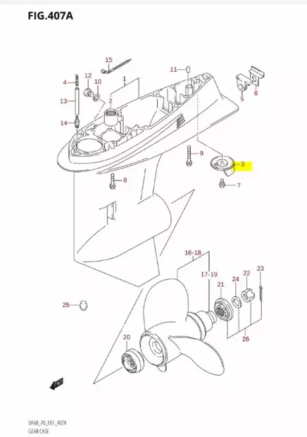Eväsinkki/Trim Tab Suzuki DF60/70hv - Suzuki osat perämoottorille - 43171 - 2