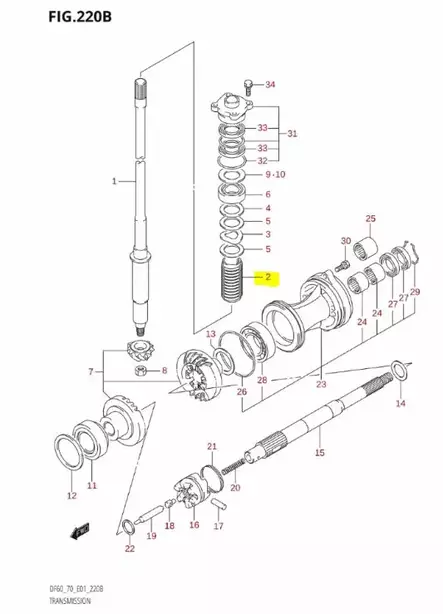 Hela Pystyakseli/Collar Drive Shaft Suzuki DF40-DF140 - Suzuki osat perämoottorille - 42891 - 2