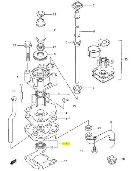 Housing Water Inlet Suzuki DF9.9 DF15 DT9.9 DT15 - Suzuki osat perämoottorille - 50461 - 1