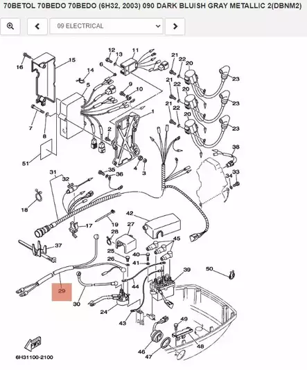 Johtosarja/Wire Harness Yamaha 50G 60F 7 - Yamaha muut - 23961 - 2