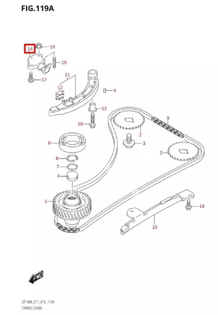 Ketjun Kiristin/Adjuster Assy Tensioner Suzuki DF25-DF60 DF90-DF140 - Varaosat ja lisävarusteet - 50981 - 1