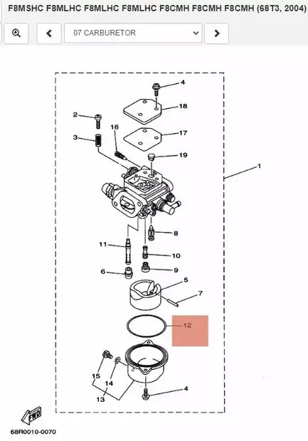 Kohokammion Tiiviste/Gasket Float Chamber Yamaha F4A F6A F6B F8C - Yamaha muut - 28041 - 2