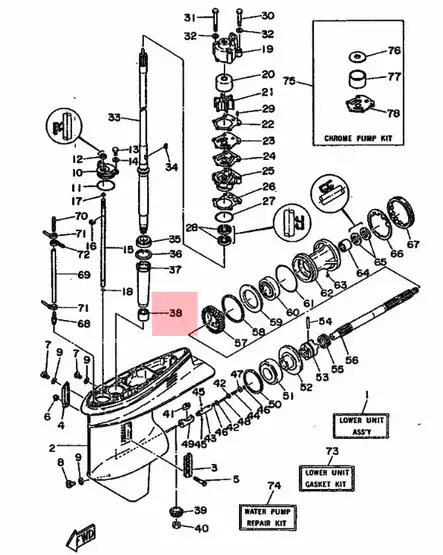 Laakeri/Needle Bearing Drive Shaft 50-90hv Yamaha - Yamaha muut - 36231 - 2